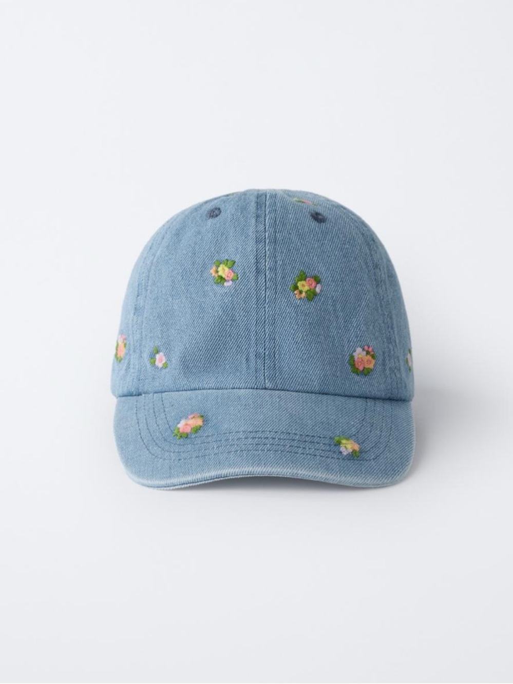 ZARA EMBROIDERED FLORAL DENIM CAP